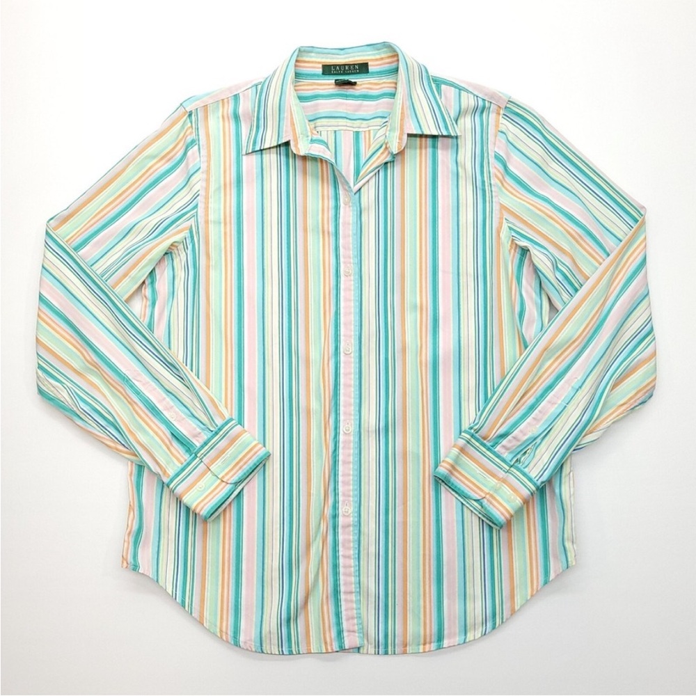 Lauren‎ Ralph Lauren Blouse
Women Medium Candy Color Striped 100% Cotton Button